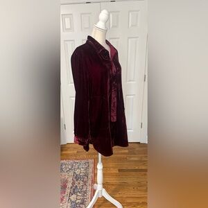 Dear John NWT Burgundy Velvet Long Sleeve Tunic Collared  w/Pockets Sz M
